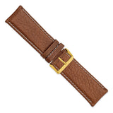 28mm Mahogany Brn Sport Leather White Stitch Gold-tone Buckle Watch Band