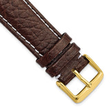 20mm Dark Brown Sport Leather White Stitch Gold-tone Buckle Watch Band