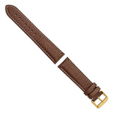 22mm Dark Brown Sport Leather White Stitch Gold-tone Buckle Watch Band