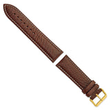DeBeer 24mm Dark Brown Sport Leather with White Stitching and Gold-tone Buckle 7.5 inch Watch Band