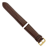 DeBeer 26mm Dark Brown Sport Leather with White Stitching and Gold-tone Buckle 7.5 inch Watch Band