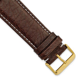 26mm Dark Brown Sport Leather White Stitch Gold-tone Buckle Watch Band