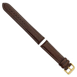 DeBeer 22mm Long Dark Brown Sport Leather with White Stitching and Gold-tone Buckle 8.5 inch Watch Band