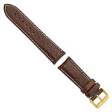 DeBeer 22mm Short Dark Brown Sport Leather with White Stitching and Gold-tone Buckle 6.75 inch Watch Band