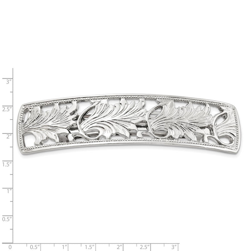 1928 Jewelry Silver-tone Ornate Leaf Motif Hair Barrette