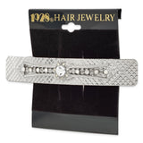 1928 Jewelry Silver-tone Ornate Clear Crystal Hair Barrette
