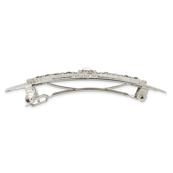 1928 Jewelry Silver-tone Ornate Clear Crystal Hair Barrette