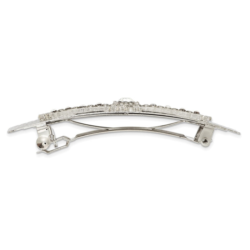 1928 Jewelry Silver-tone Ornate Clear Crystal Hair Barrette