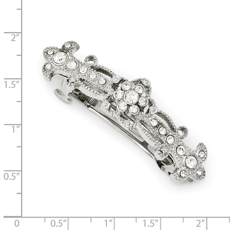 1928 Jewelry Silver-tone Clear Crystal Hair Barrette