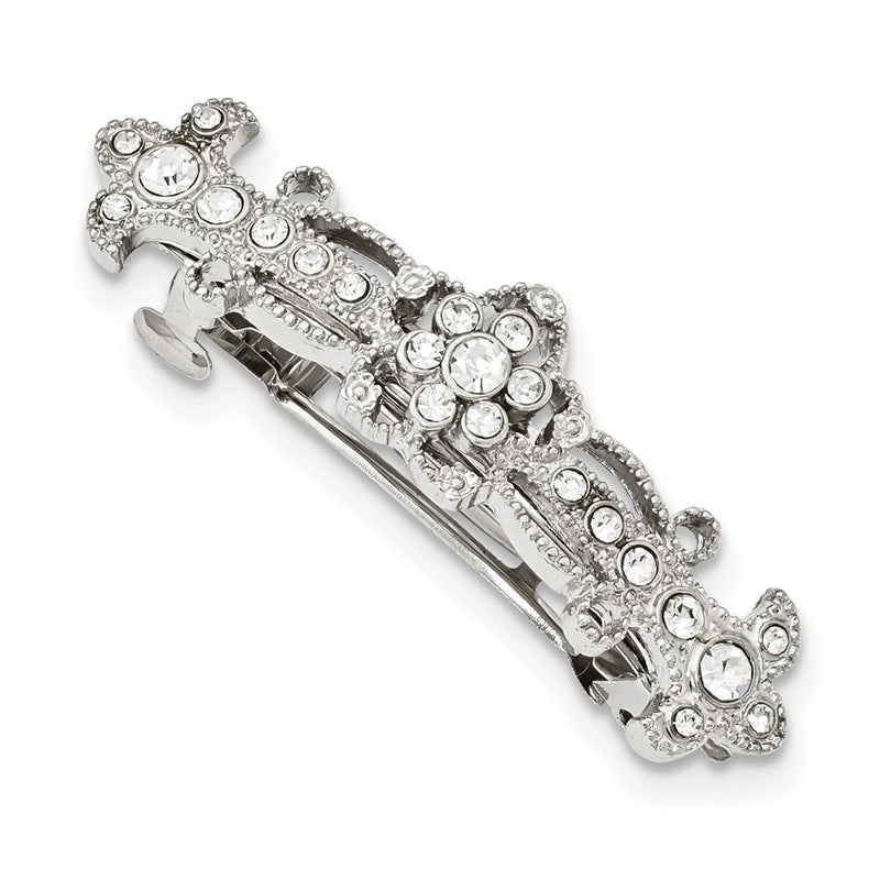 1928 Jewelry Silver-tone Clear Crystal Hair Barrette