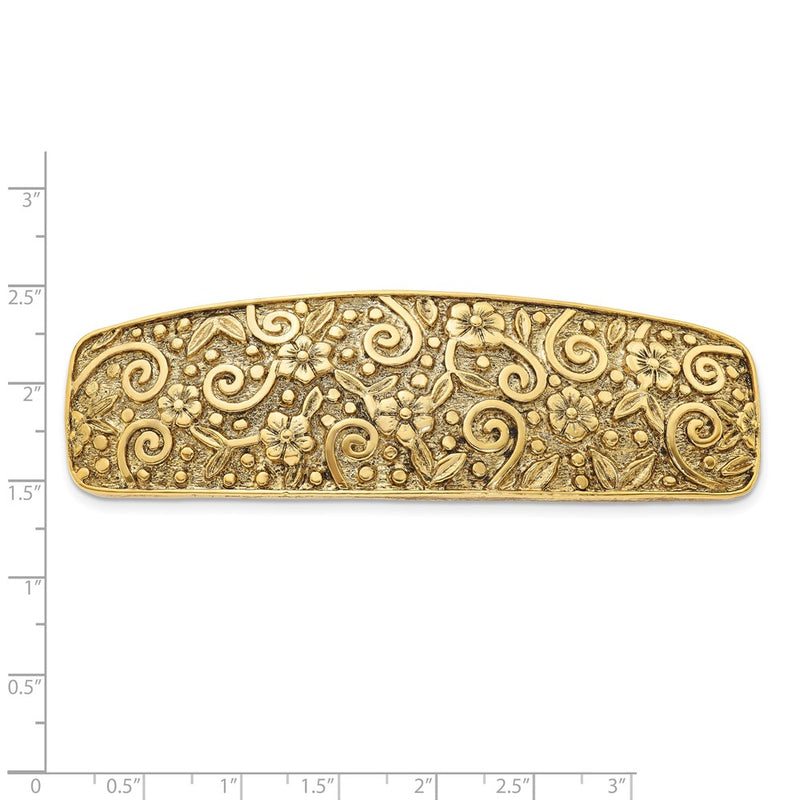 1928 Jewelry Gold-tone Ornate Swirl and Floral Motif Hair Barrette