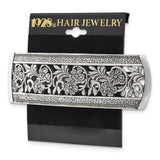 1928 Jewelry Silver-tone Ornate Floral Motif Hair Barrette