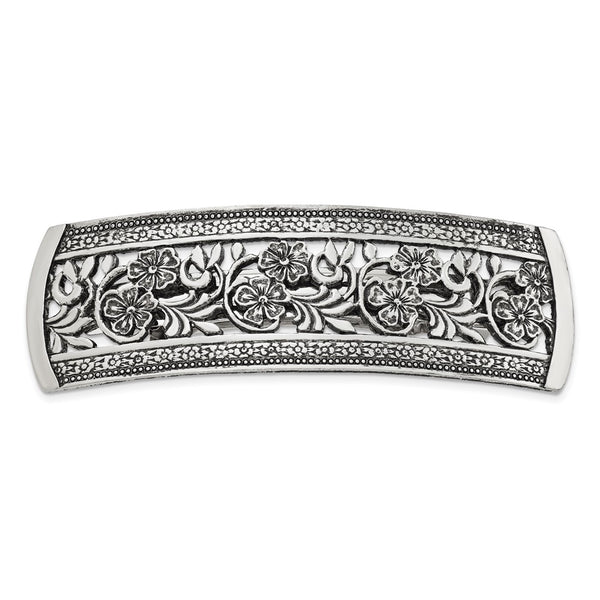 1928 Jewelry Silver-tone Ornate Floral Motif Hair Barrette