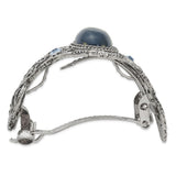 1928 Jewelry Silver-tone Filigree Blue Crystal and Blue Acrylic Stone Ponytail Holder