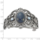 1928 Jewelry Silver-tone Filigree Blue Crystal and Blue Acrylic Stone Ponytail Holder