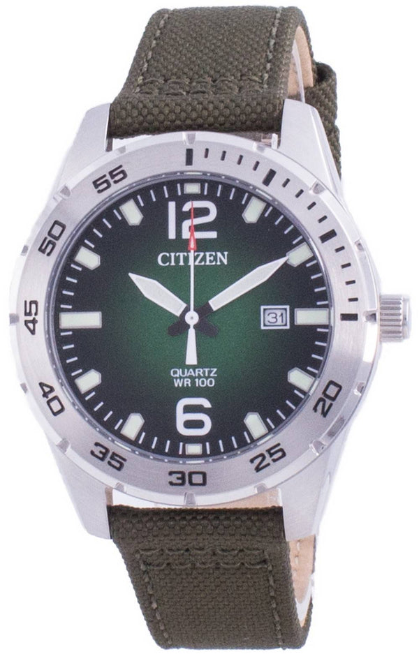 Citizen Green Dial Nylon Strap Quartz BI1041-06X 100M Men's Watch