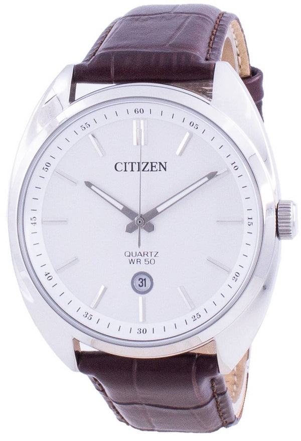 Citizen White Dial Leather Strap Quartz BI5090-09A Men's Watch