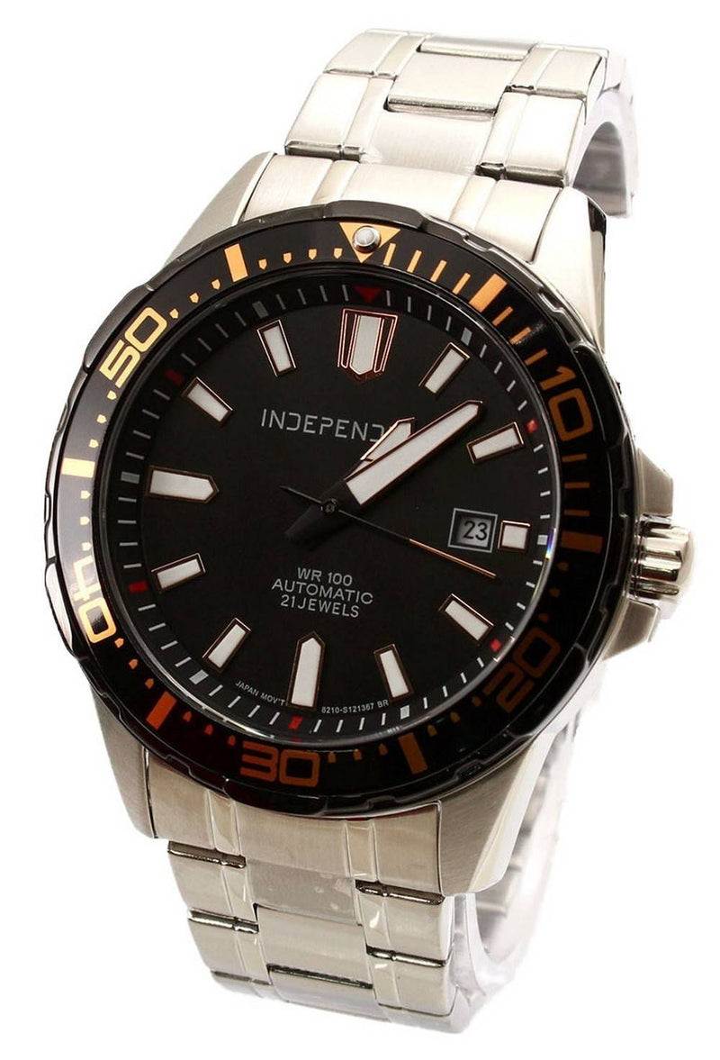 Independent Charm Black Dial Stainless Steel Automatic BJ4-442-51 100M Men's Watch