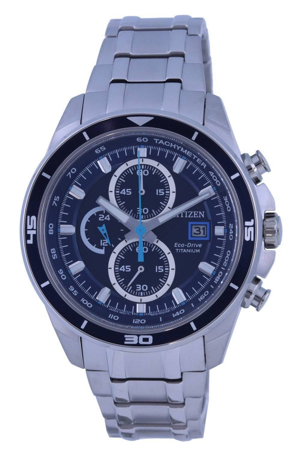 Citizen Brycen Titanium Chronograph Blue Dial Eco-Drive CA0349-51L 100M Men's Watch