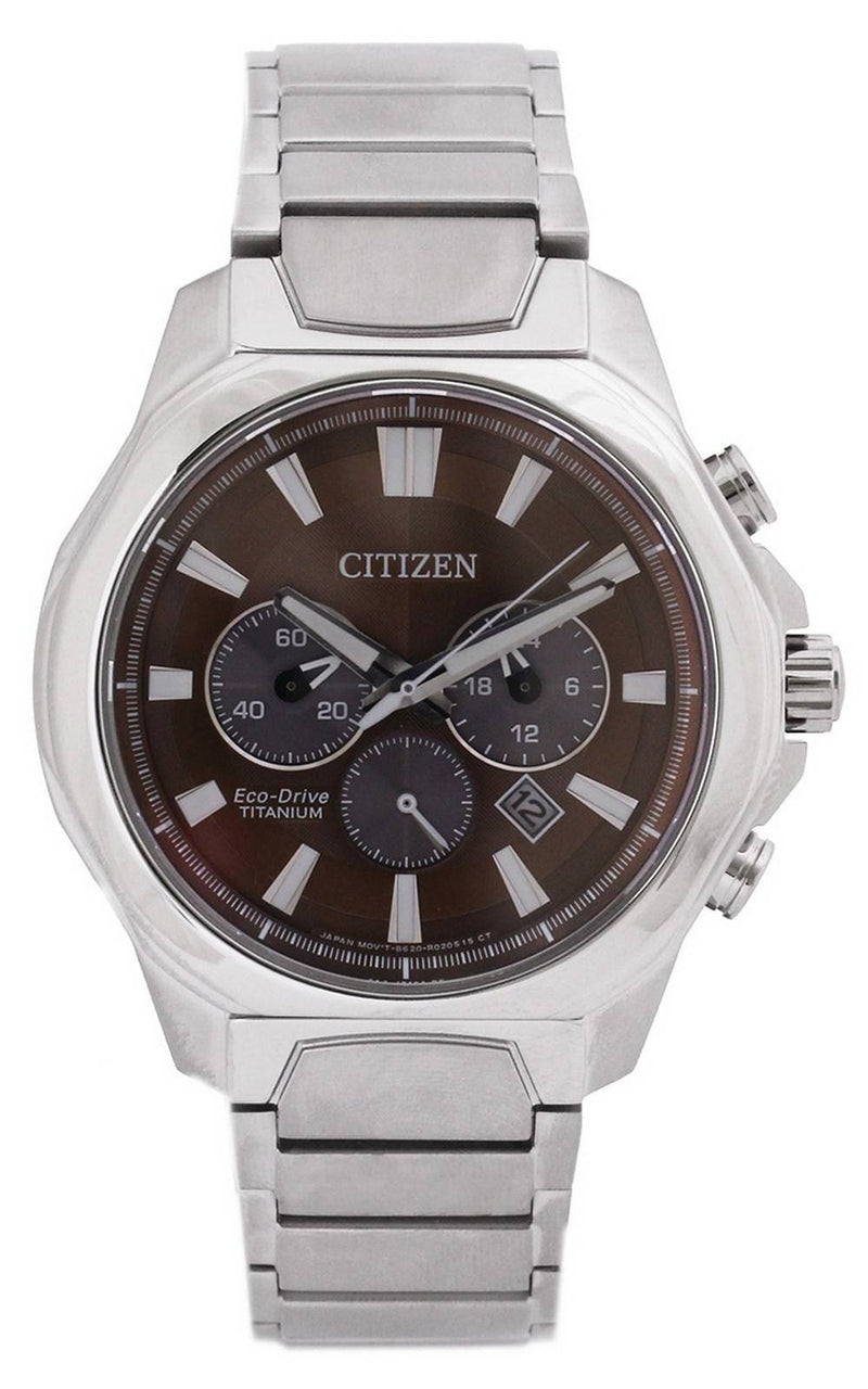 Citizen Chronograph Brown Dial Titanium Eco-Drive CA4320-51W 100M Men's Watch