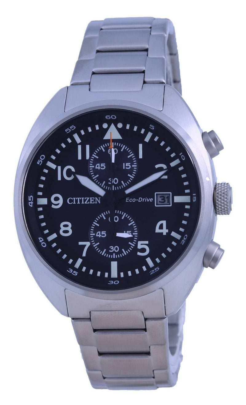 Citizen Chronograph Black Dial Stainless Steel Eco-Drive CA7040-85E 100M Men's Watch