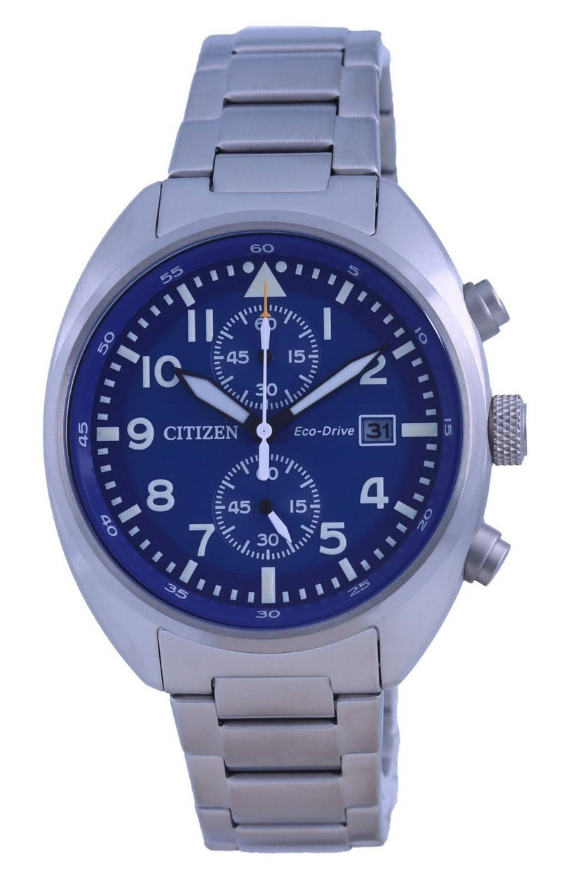 Citizen Chronograph Blue Dial Stainless Steel Eco-Drive CA7040-85L 100M Men's Watch