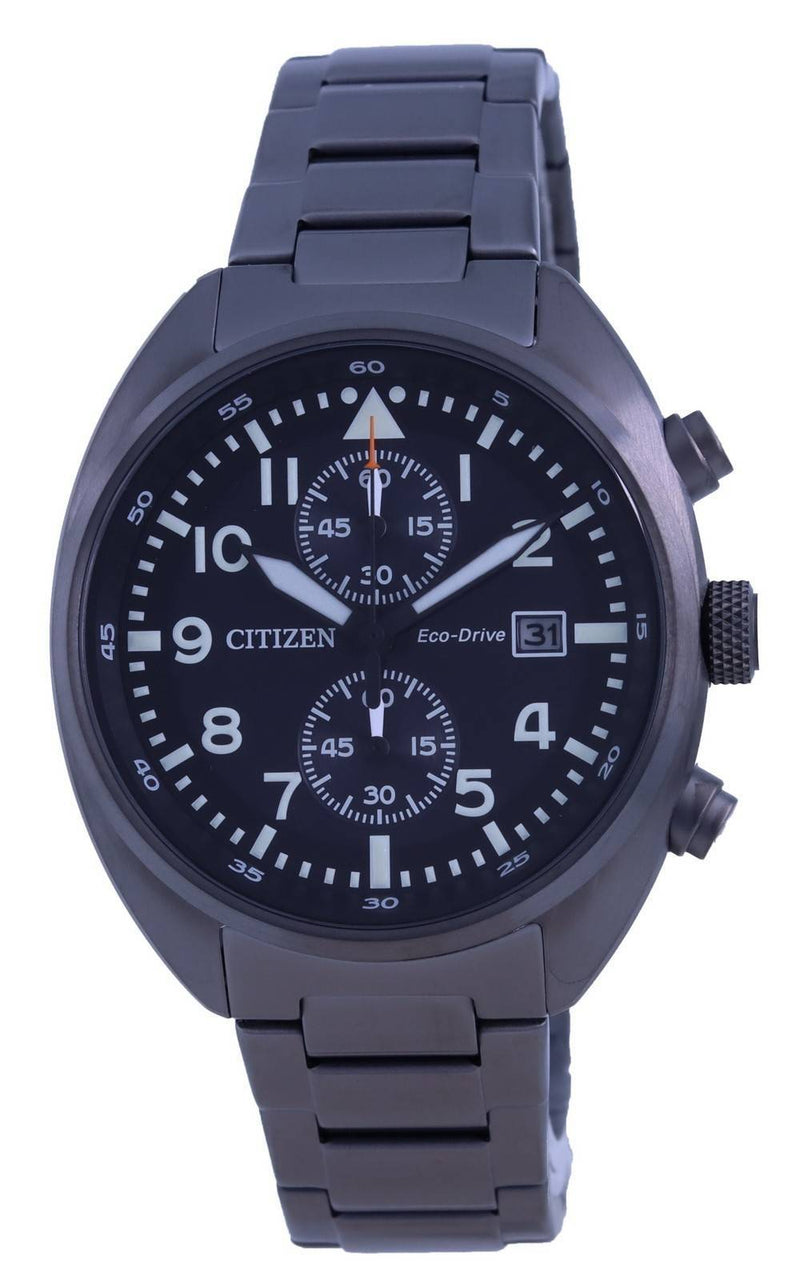 Citizen Chronograph Black Dial Stainless Steel Eco-Drive CA7047-86E 100M Men's Watch