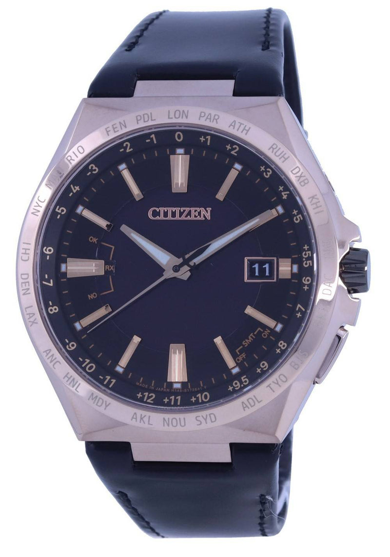 Citizen Attesa World Time Black Dial Leather Strap Eco-Drive CB0217-04E 100M Men's Watch