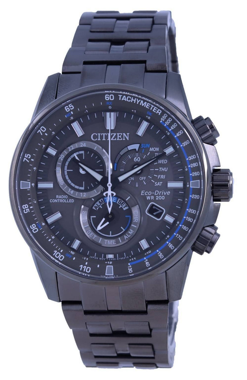 Citizen PCAT Black Dial Radio Controlled Chronograph Atomic Eco-Drive CB5887-55H 200M Men's Watch