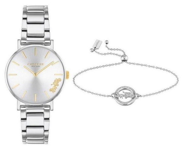 Coach Perry Silver Dial Stainless Steel Quartz 14000064 Women's Watch With Gift Set