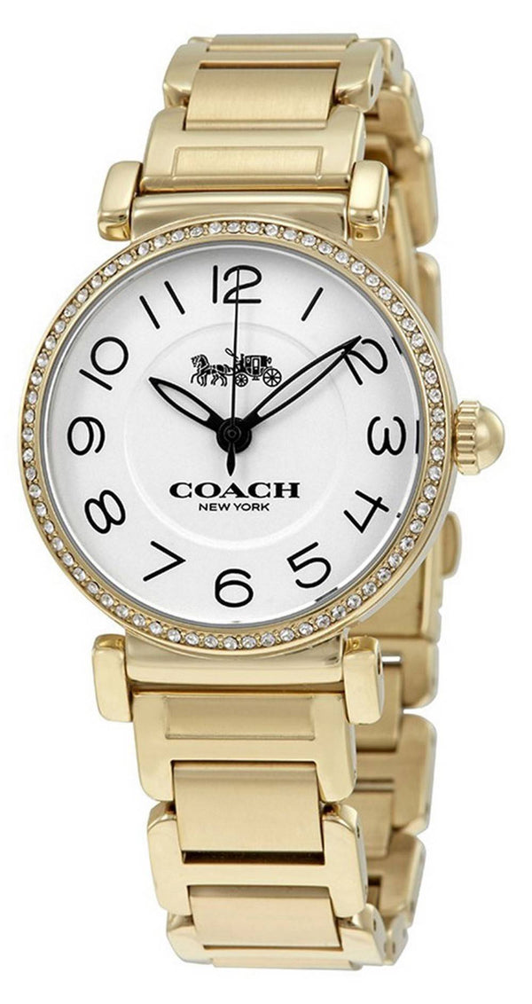 Coach Madison Crystal Accents Gold Tone Stainless Steel Quartz 14502855 Women's Watch