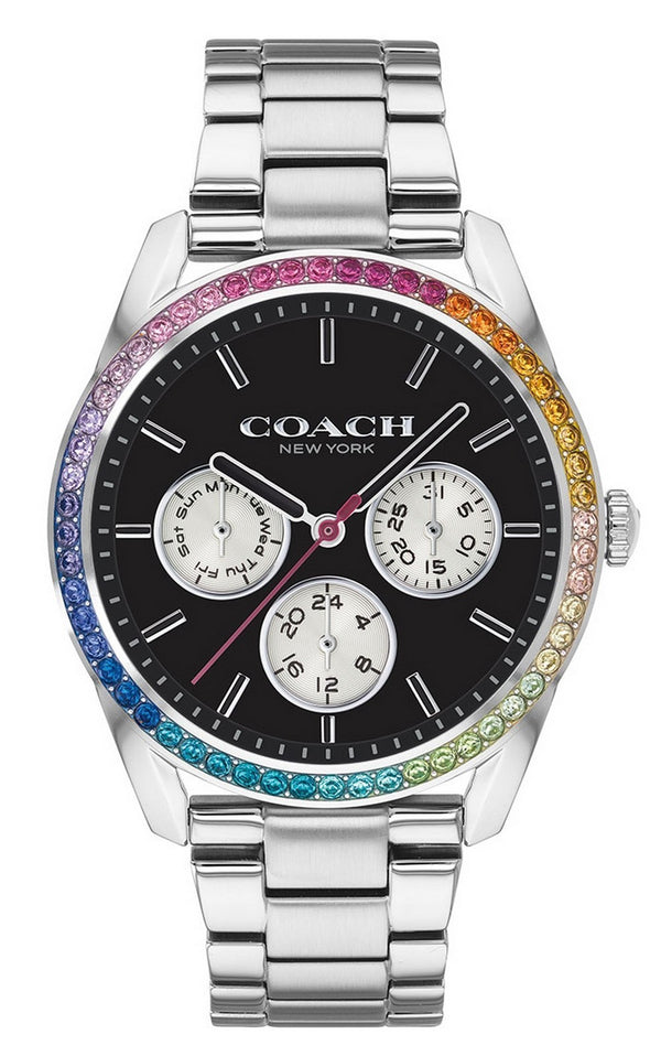 Coach Preston Rainbow Black Dial Crystal Accents Quartz 14503469 Women's Watch