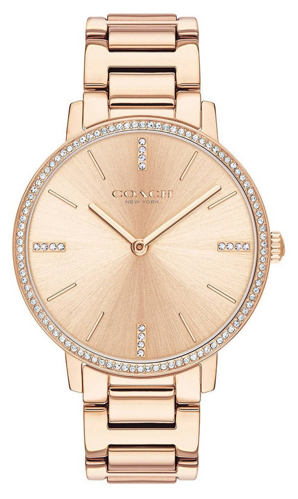 Coach Audrey Crystal Accents Rose Gold Tone Stainless Steel Quartz 14503479 Women's Watch