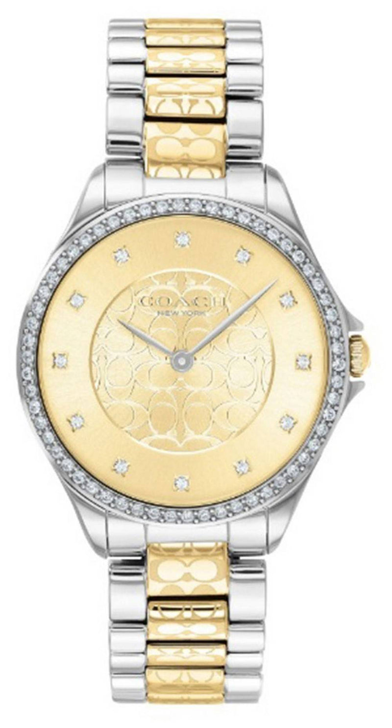 Coach Astor Crystal Accents Two Tone Stainless Steel Quartz 14503506 Women's Watch