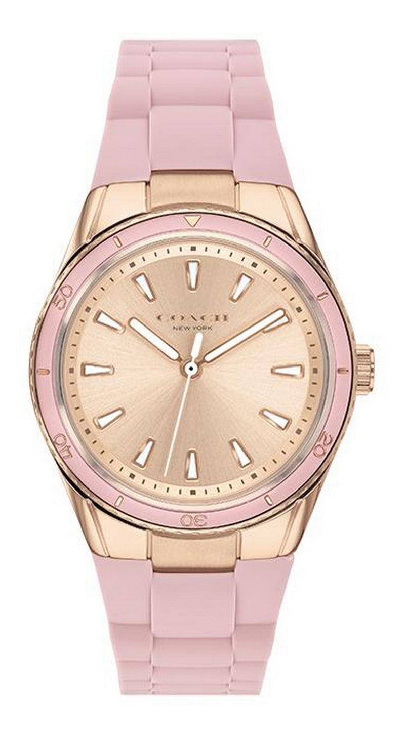 Coach Preston Carnation Gold Tone Dial Silicon Strap Quartz 14503574 Women's Watch