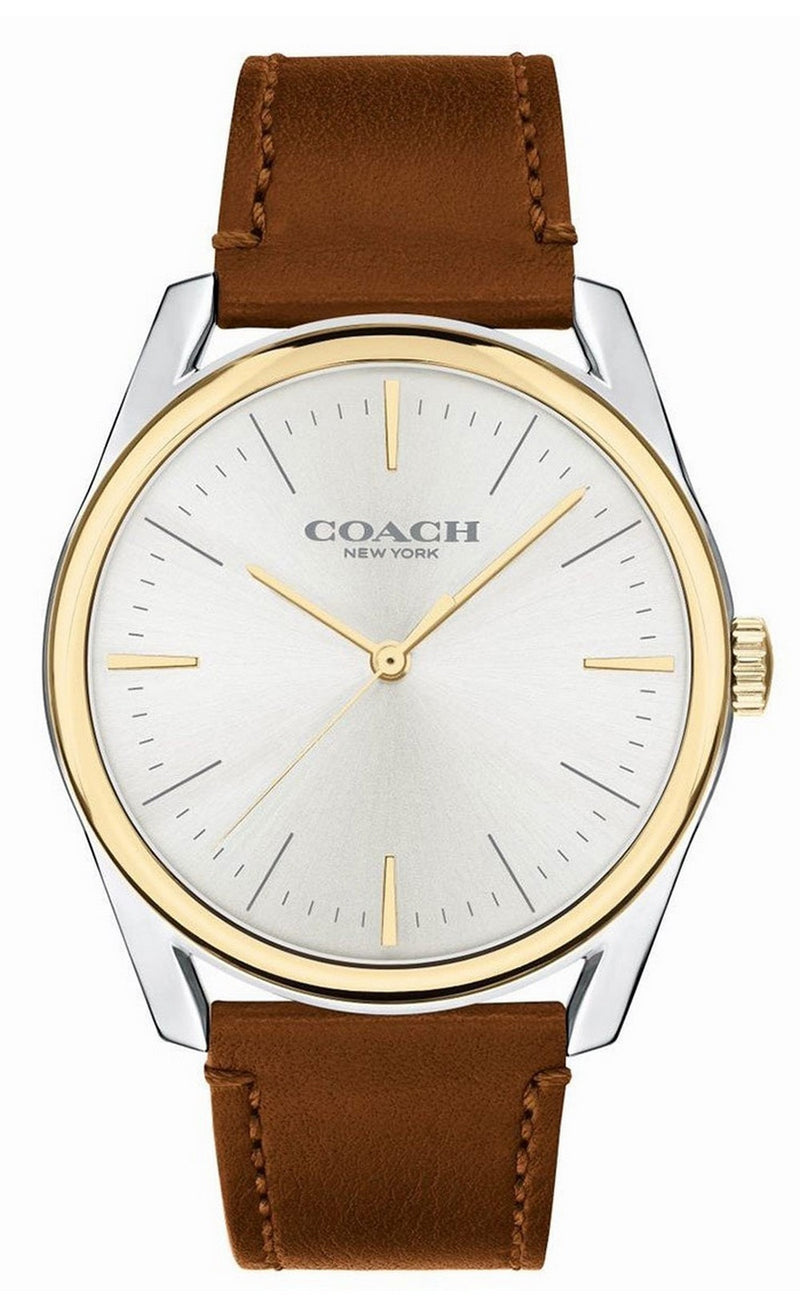 Coach Preston Silver Dial Leather Strap Quartz 14602481 Men's Watch