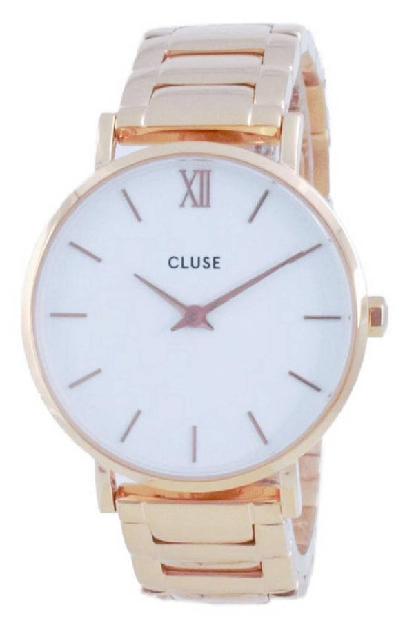 Cluse Minuit 3-Link White Dial Rose Gold Tone Stainless Steel Quartz CW0101203027 Women's Watch