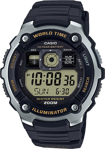 Casio Men's 'Classic' Quartz Resin Casual Watch Color:Black (Model: AE-2000W-9AVCF)