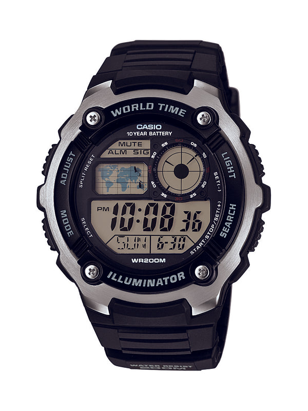Casio Men's AE-2100W-1AVCF Digital Black and Silver-Tone Watch