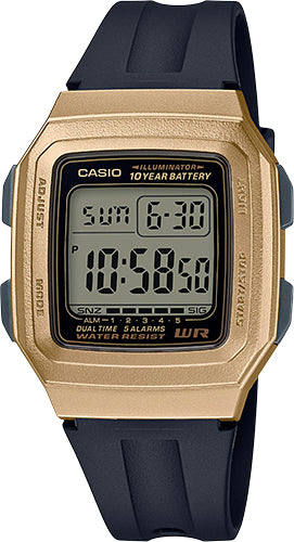 Casio Men's F201WAM-9A Classic Digital Black/Gold Watch