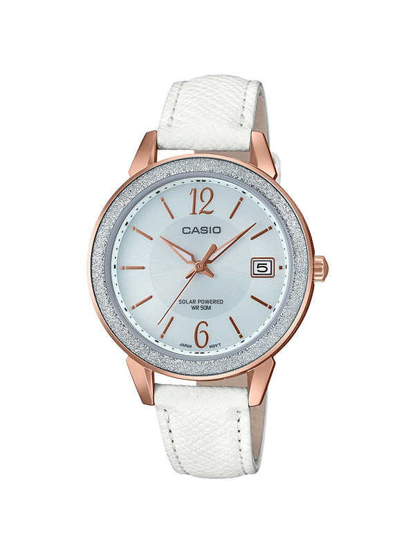 Casio Women's Classic White Leather Strap Watch