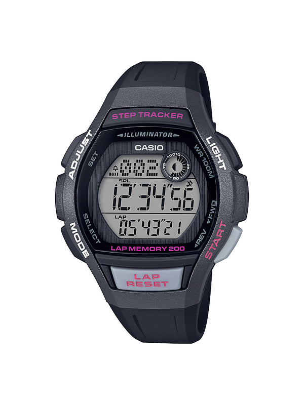 Casio Womens Step Tracker 10 Year Battery Life Black Resin Watch