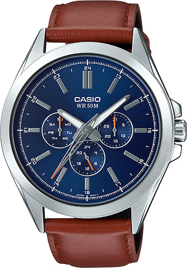 Casio Men's 'Classic' Quartz Stainless Steel and Leather Watch Color Brown (Model: MTP-SW300L-2AVCF)