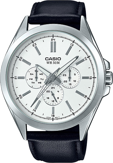 Casio Men's MTPSW300L-7AV Classic Multi-Hand Black Leather Strap Watch
