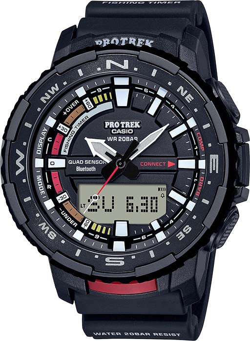 Casio Mens Pro Trek Fishing Timer Black Resin Watch