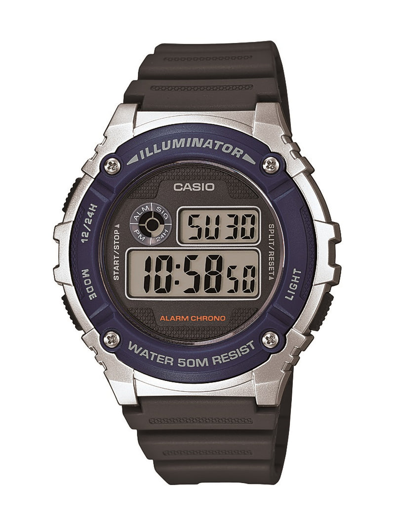 Casio Unisex W-216H-2AVF Illuminator Watch With Grey Resin Band