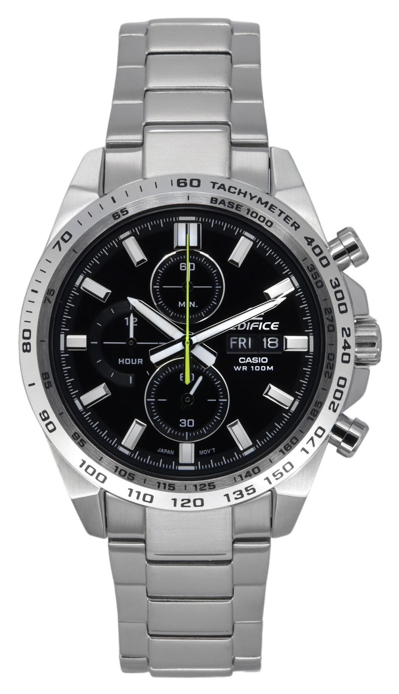 Casio Edifice Standard Quartz Watches E Stainless – Black Steel Chronograph Nubo Dial