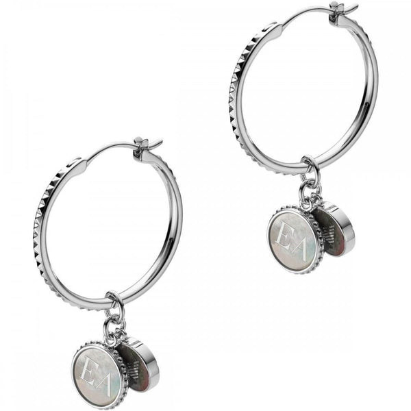 Emporio Armani Sterling Silver Signature Hoop Earrings EG3355040 For Women