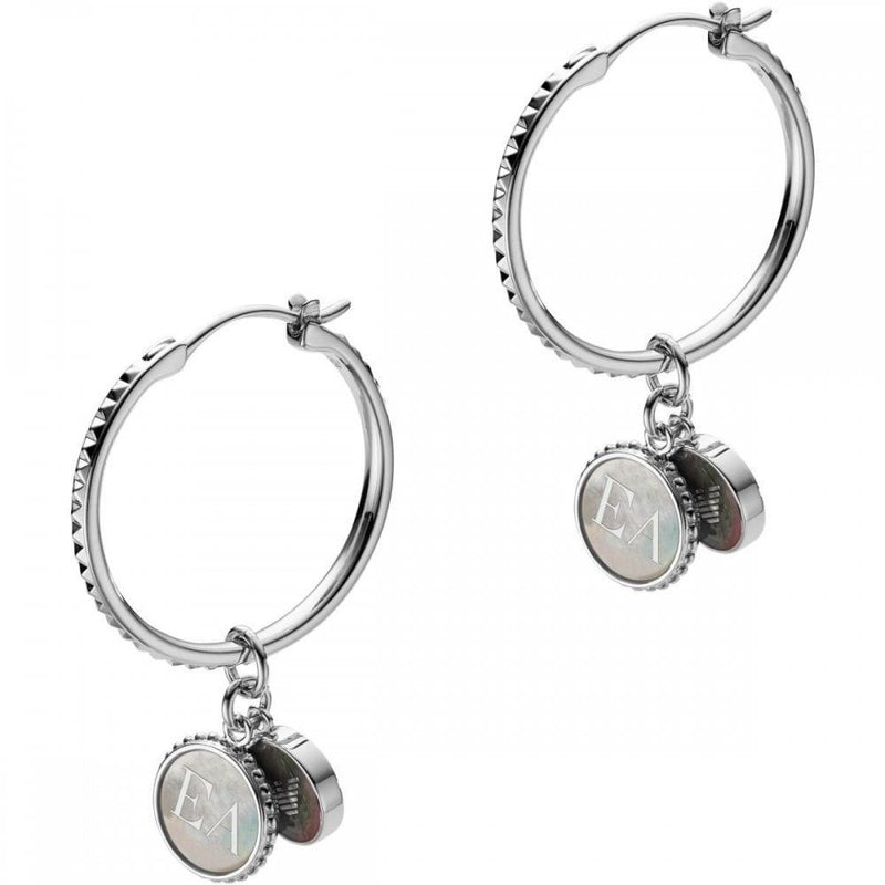 Emporio Armani Sterling Silver Signature Hoop Earrings EG3355040 For Women