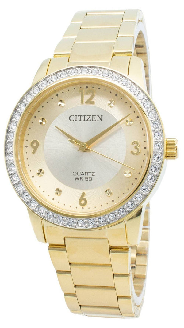 Citizen Gold Tone Crystal Quartz EL3092-86P Women's Watch
